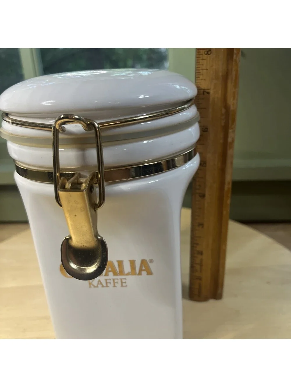 Gevalia Kaffe Royal White Gold Ceramic 1 lb Coffee Jar Canister Sweden Vintage